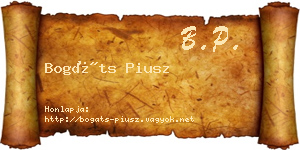 Bogáts Piusz névjegykártya